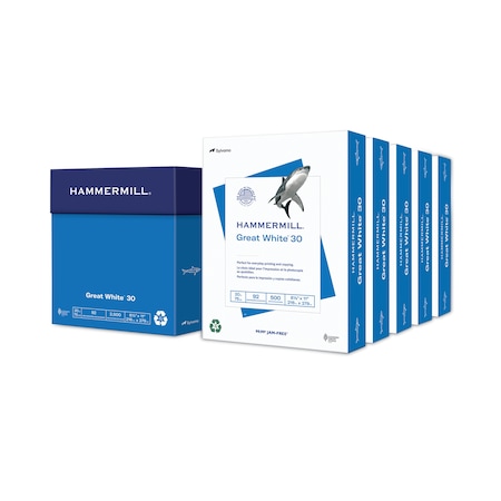 Hammermill Hammermill Printer Paper, 20lb Great White 30, 92 Bright, 8.5x11, 5 Ream, 2500 Sheets 86710